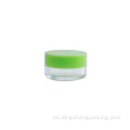 Tarro poner crema cosmético transparente de 5ml con tarro plástico del picosegundo del casquillo verde